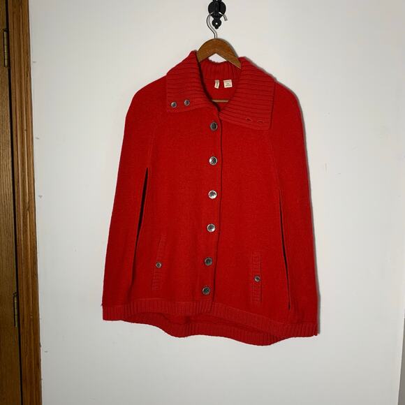 Womens Anthropologie Moth Red Wool Cape Size XS/S EUC! - Picture 1 of 2